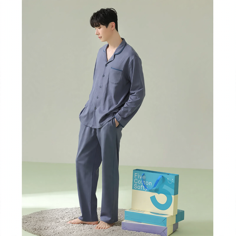 Herren-Pyjama-Set aus Baumwolle, langärmelig, antibakteriell