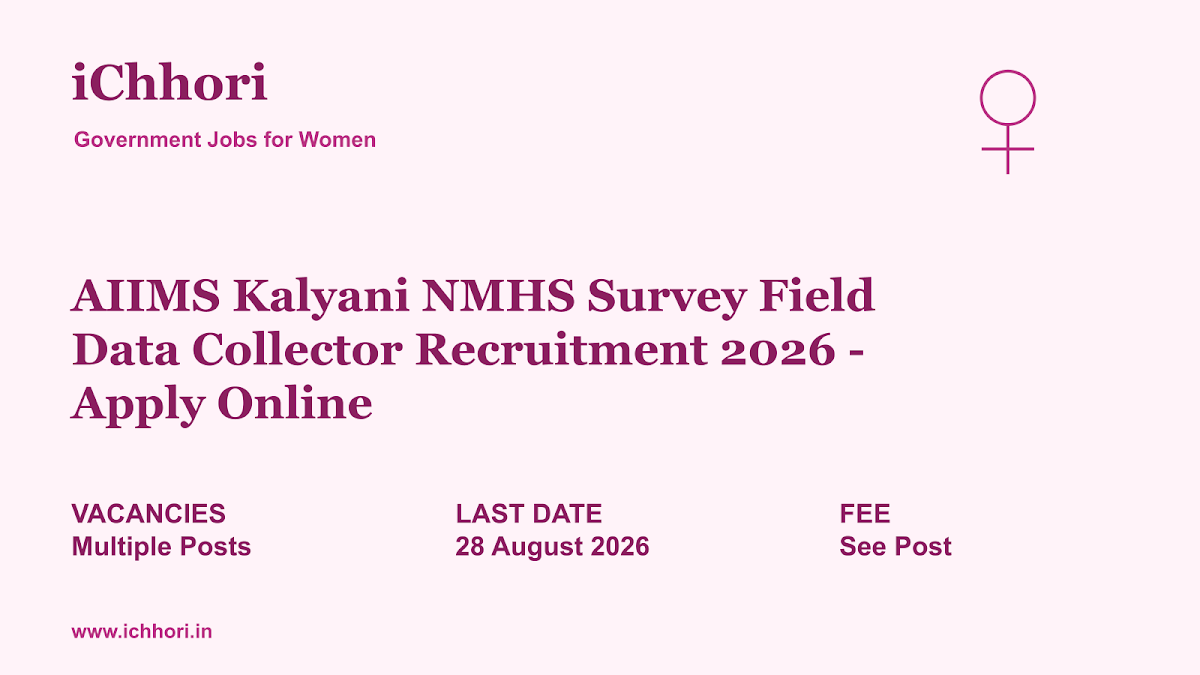 AIIMS Kalyani NMHS Survey Field Data Collector Recruitment 2026 - Apply Online - iChhori