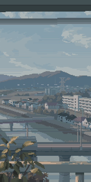 Japanese Pixel Art Cityscape 4K Wallpaper Background