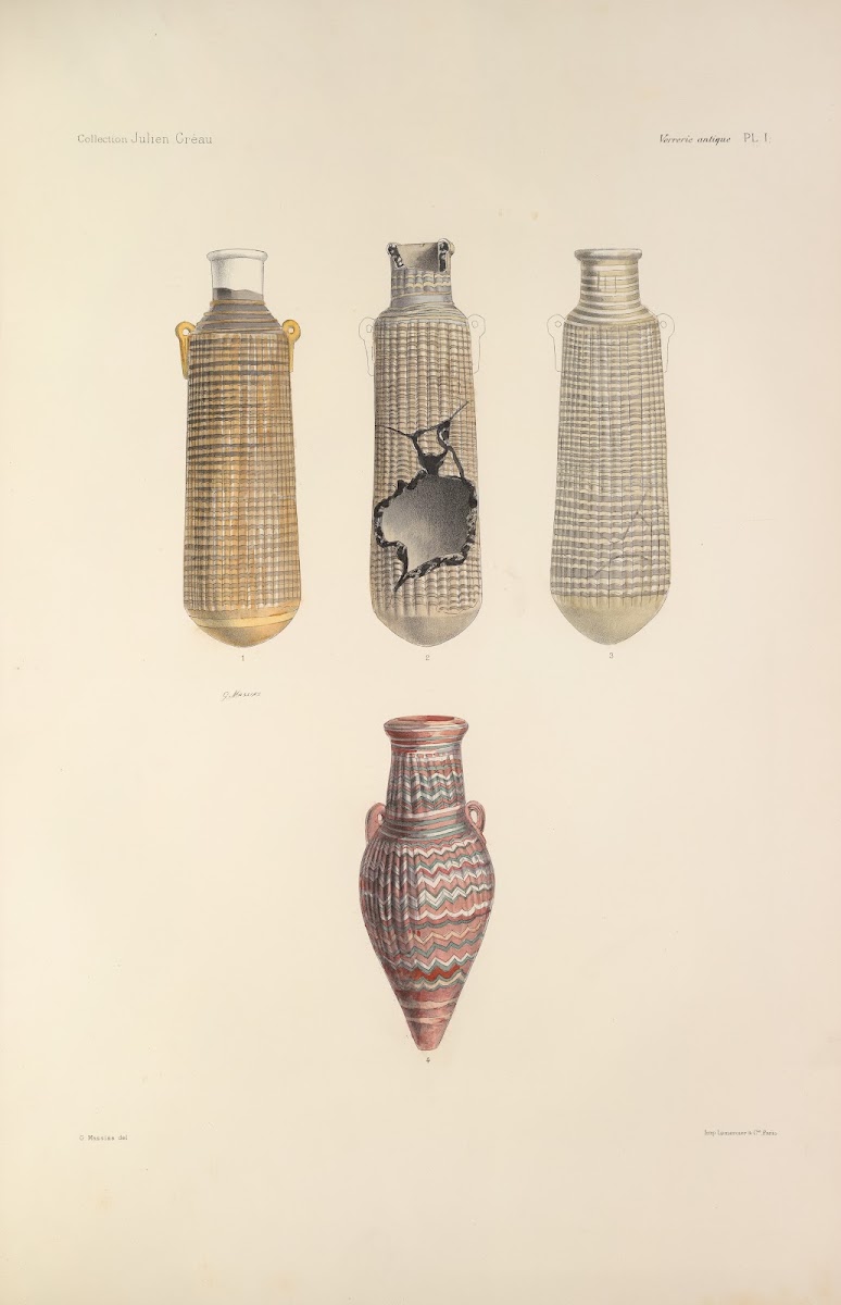 Collection Julien Greau Verrerie antique emaillerie et poterie appartenant a M J