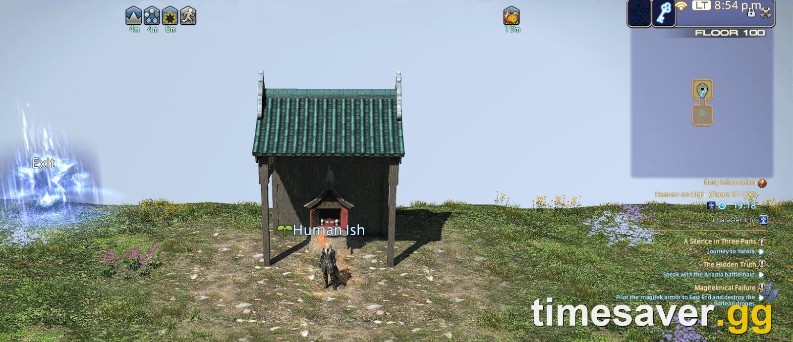 A solo player deep in Heaven-on-High in FFXIV, Floor 100 — the community's classic gil-farm deep dungeon