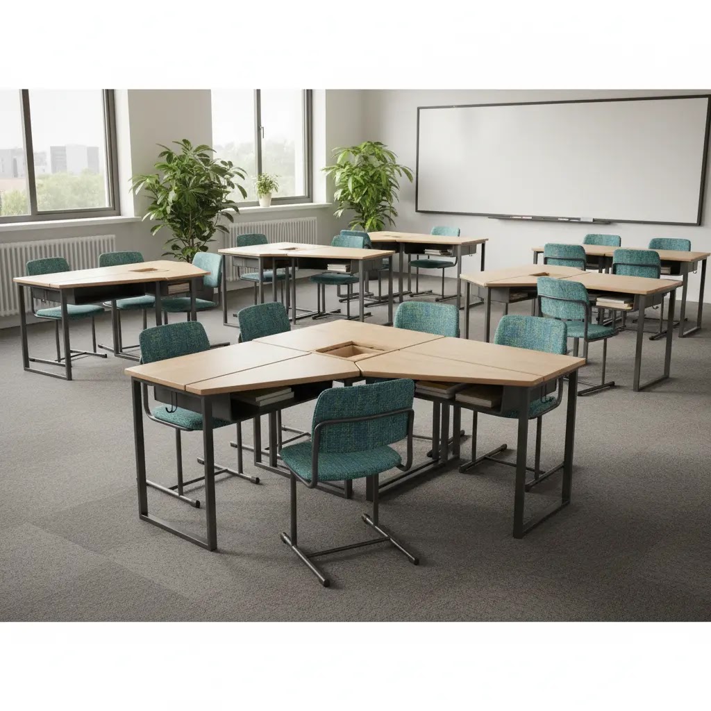 Custom desain meja kursi sekolah rangka besi sesuai kebutuhan kelas
