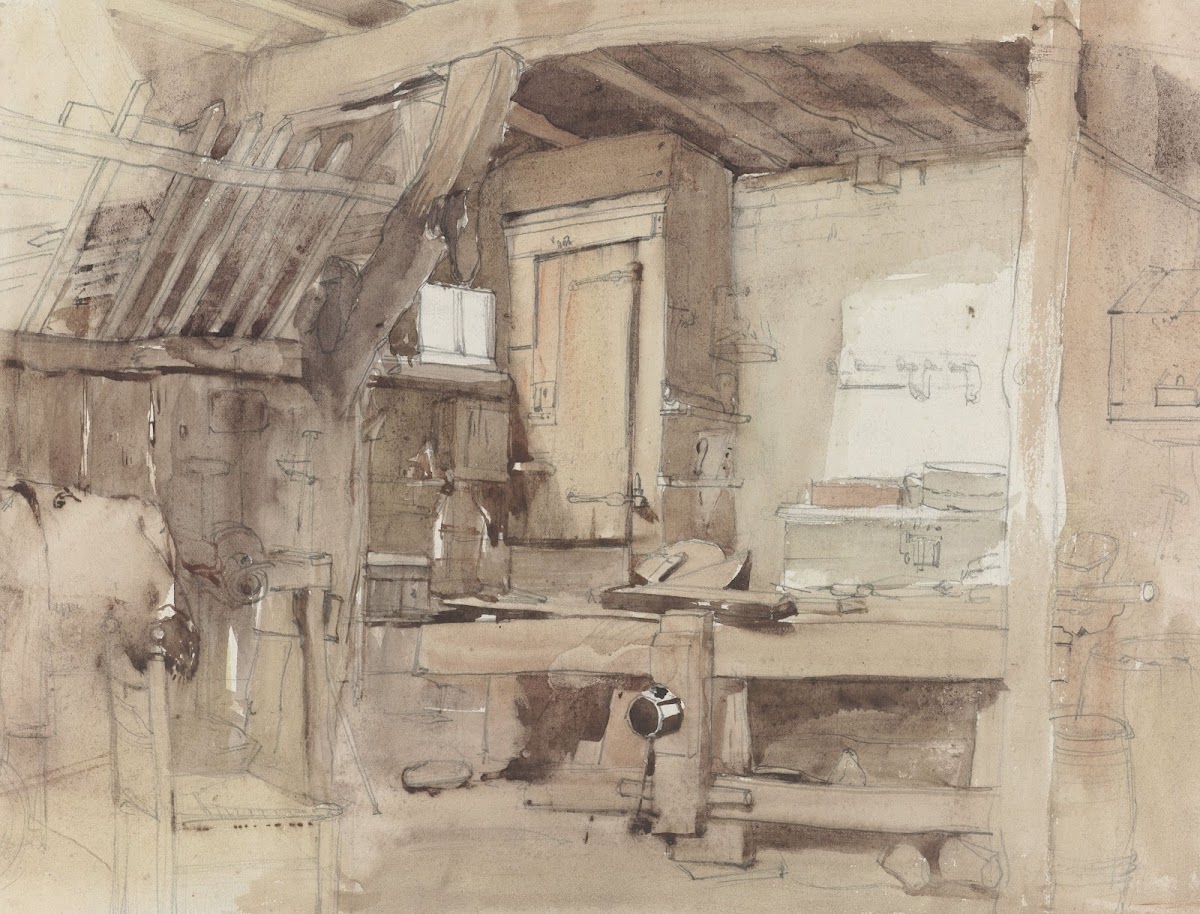 Hoek van de timmermanswerkplaats van huize Klingelbeek te Oosterbeek 1821   1872
