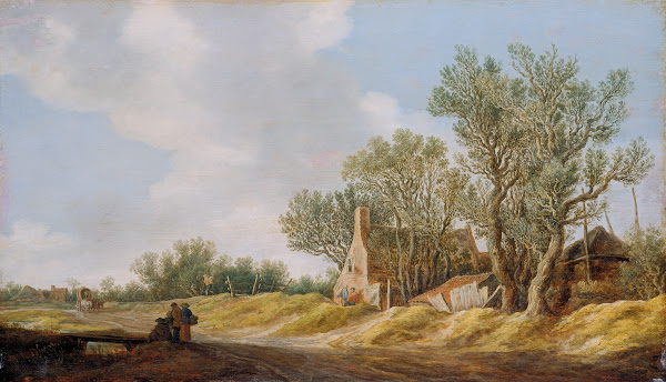 Village Street with People Resting at a Brigde 1628