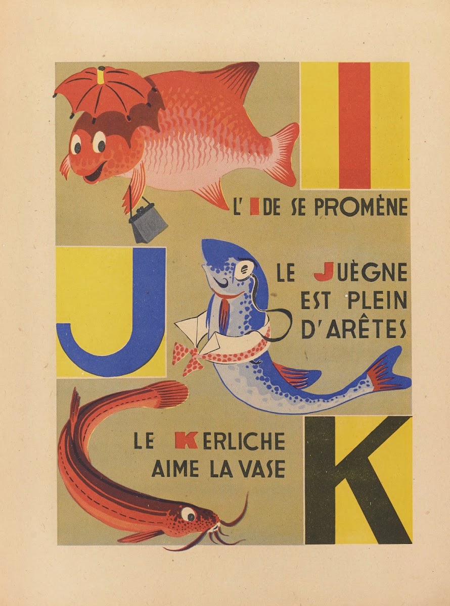 A B C Alphabet des petits poissons et des gros Pl07 1944
