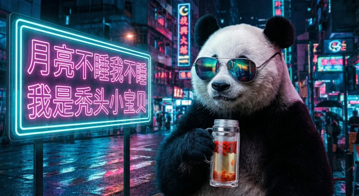 La aventura nocturna de Panda en la ciudad neón