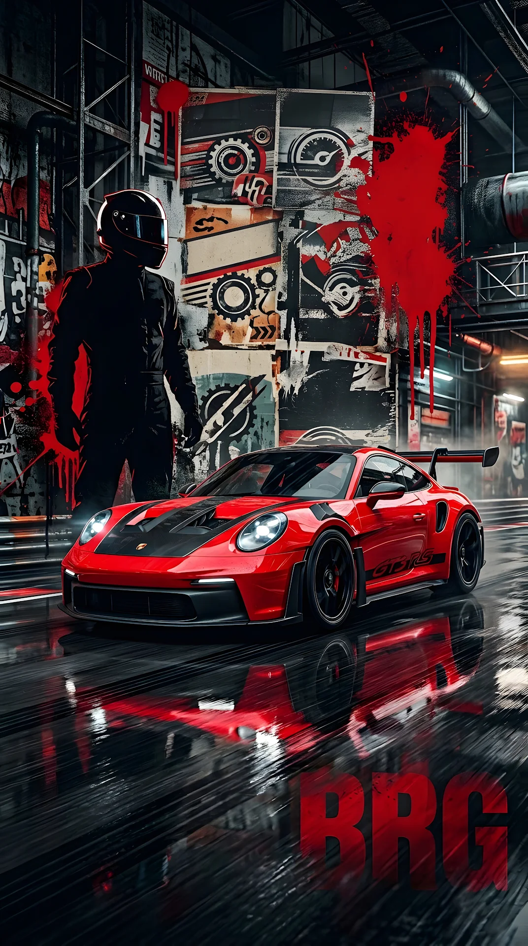 Modern Red Sports Car in Industrial Studio - Free 4K mobile Wallpaper