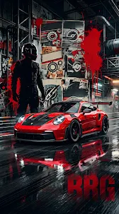 Modern Red Sports Car in Industrial Studio