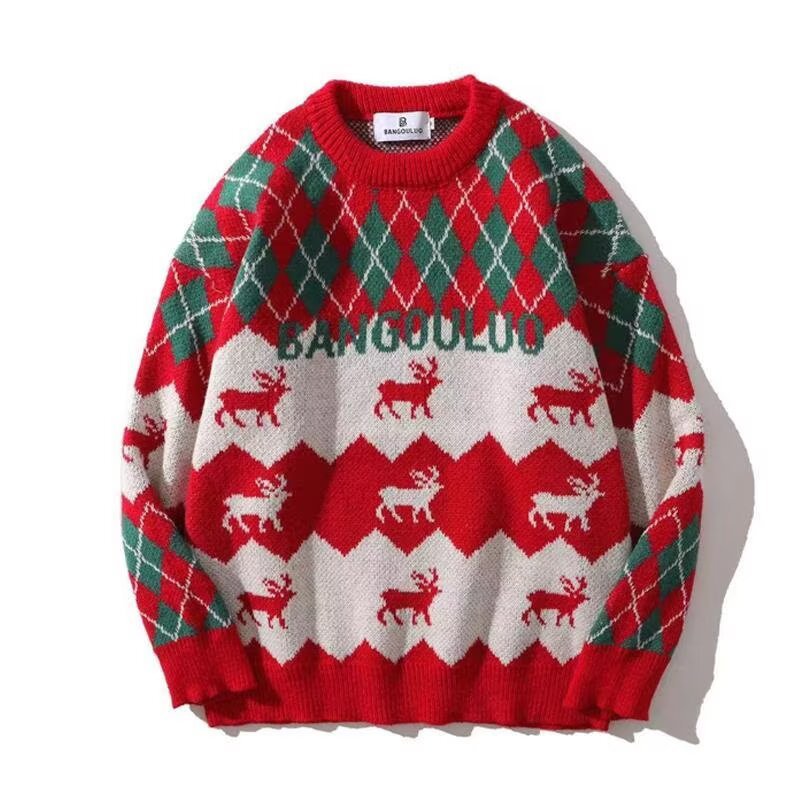 Men's Knitted Sweater with Reindeer Jacquard