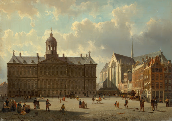 The Royal Palace and the Nieuwe Kerk on the Dam Amsterdam 1855