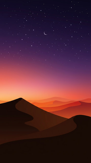 Minimalist Desert Landscape Silhouette at Dusk - Free mobile Wallpaper