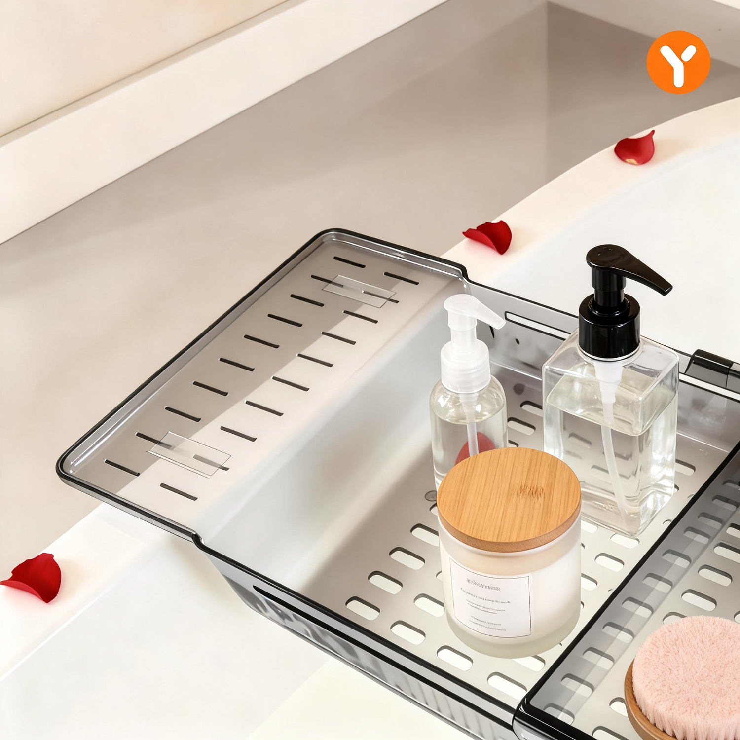 Expandable Bathtub Shelf with Drainage