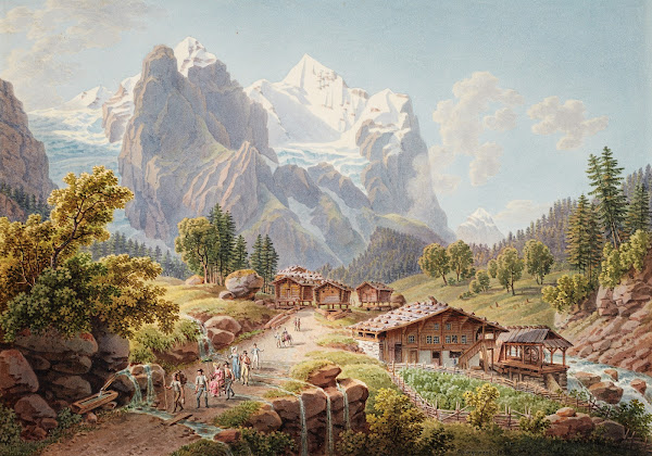 Ansicht des Rosenlauigletschers mit Wellhorn und Wetterhorn 1915 1945