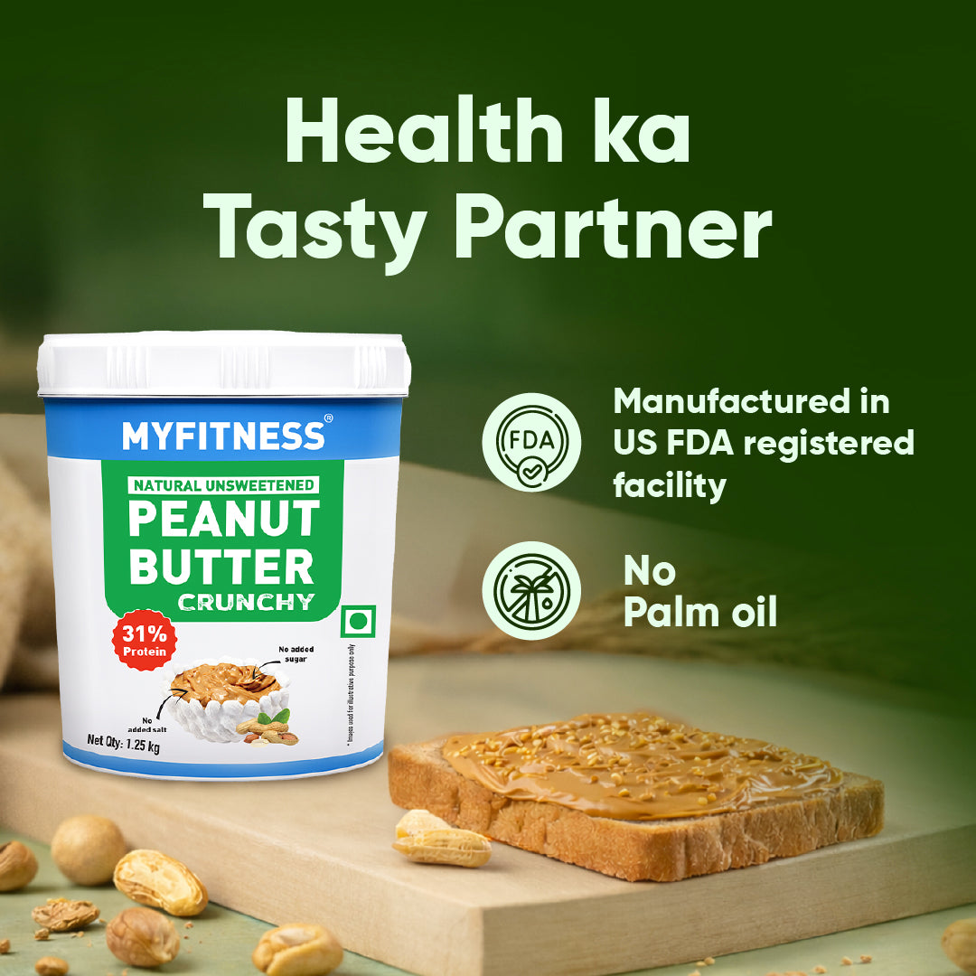 MyFitness Peanut Butter - Natural Unsweetened — Crunchy, 510 g