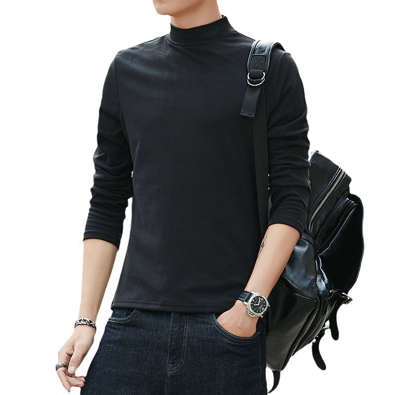 Men's knit sweater with stand-up collar, warming and elastic