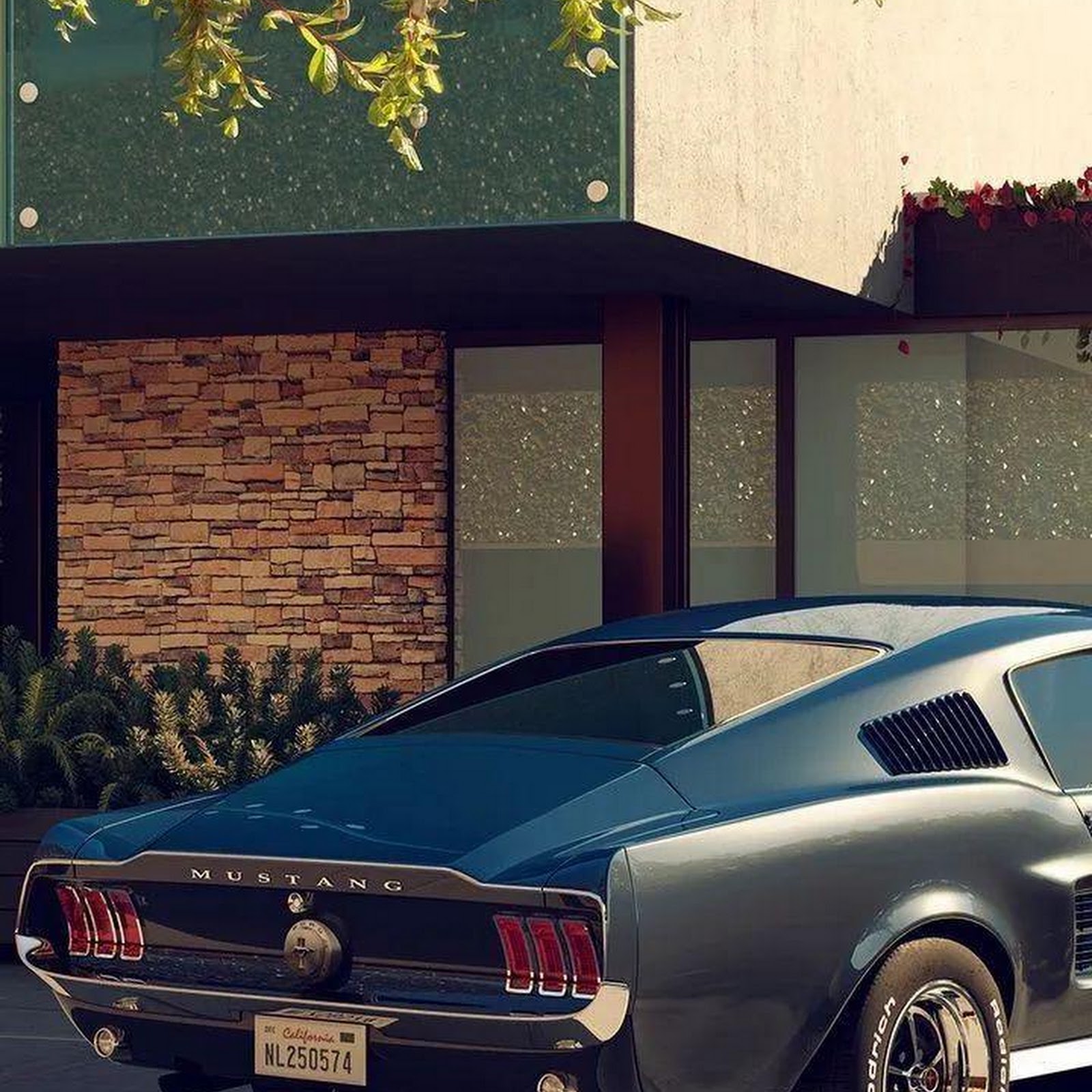 Download Classic Blue Ford Mustang Fastback iPhone