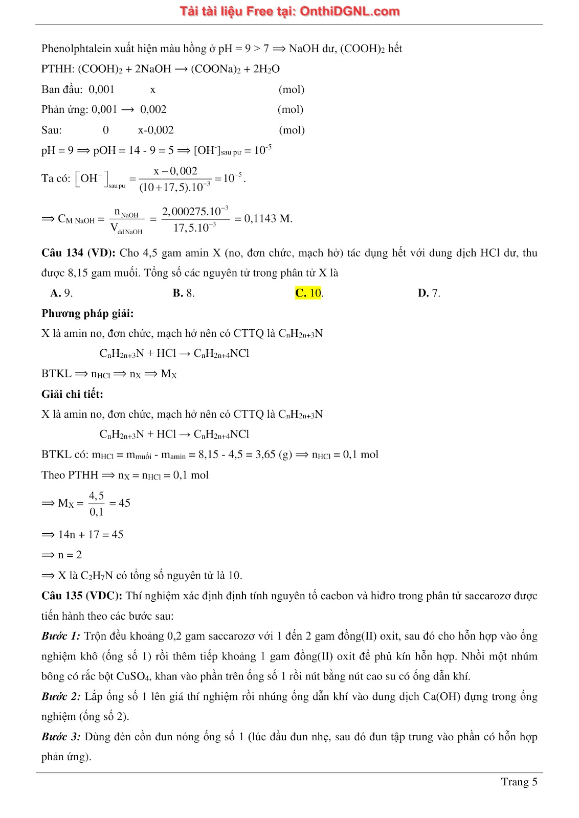 260 bài tập môn Hóa học - Ôn thi ĐGNL ĐHQG Hà Nội Phần 8