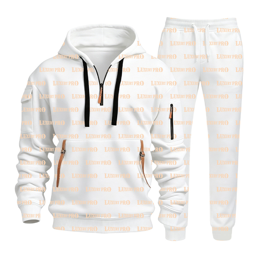 AOP MEG 3D Half Zip Hoodie with Ribbon & Sweatpants Set