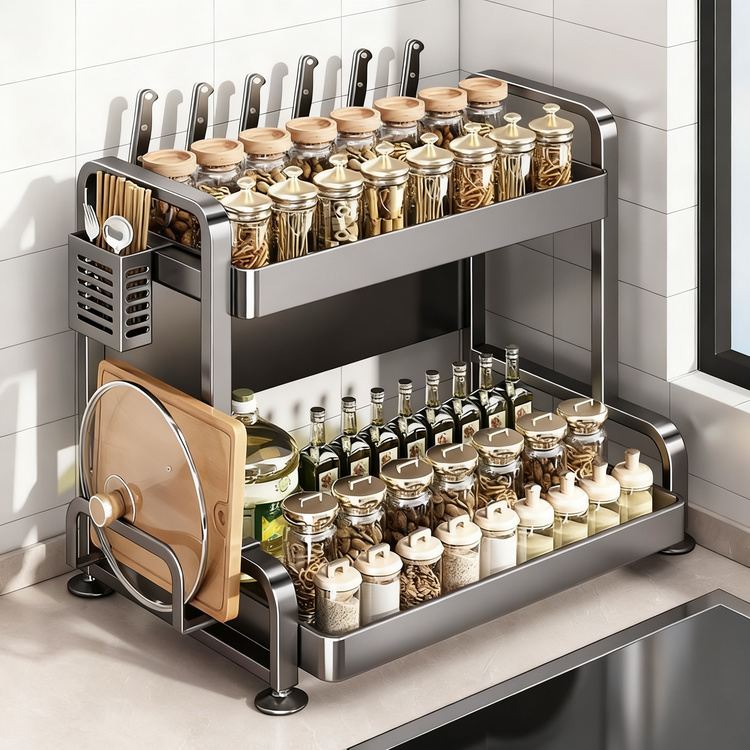 Multi-tier spice rack for the kitchen counter