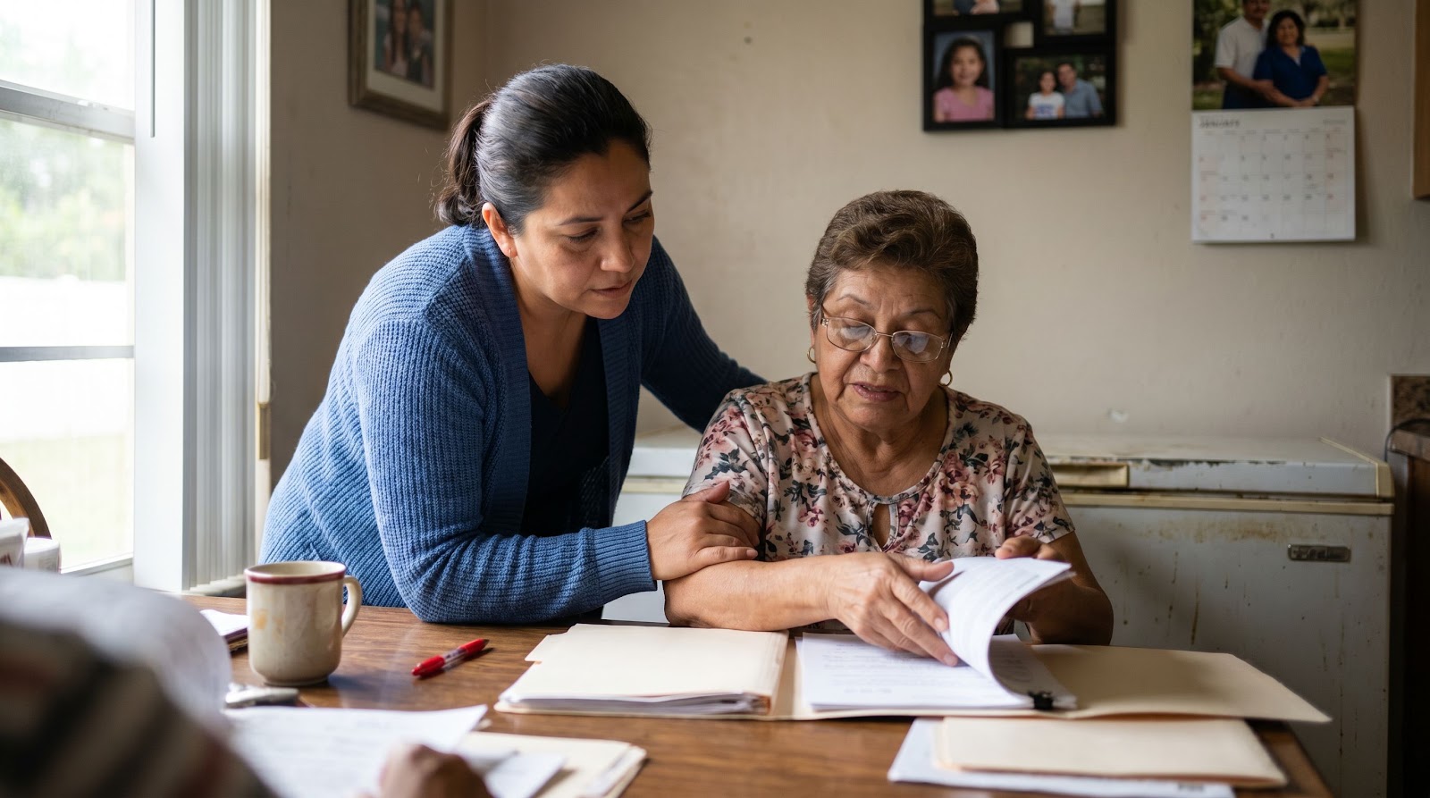 Family reviewing documents to keep their home with florida mortgage protection life insurance