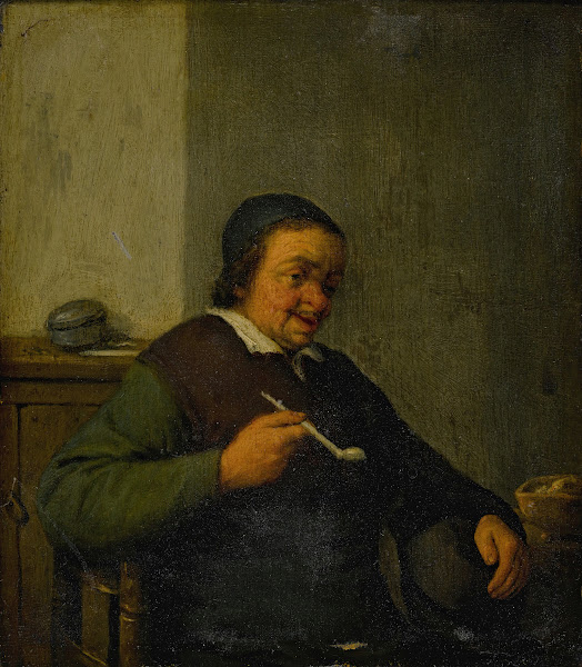 A man smoking in an interior