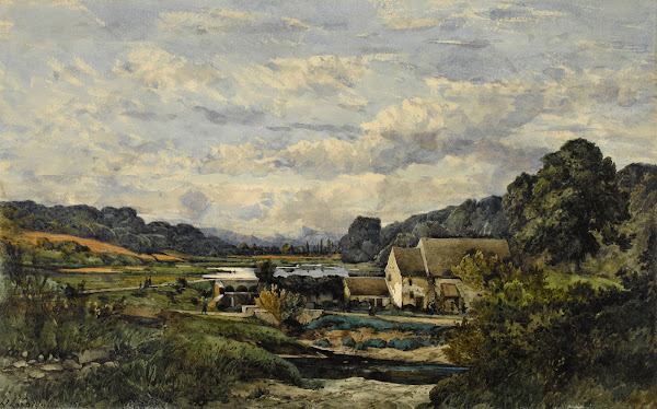 Paysage avec une mare et quelques vallons 1857