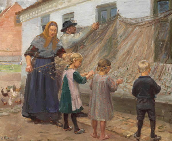 Fiskegarnene redes 1911