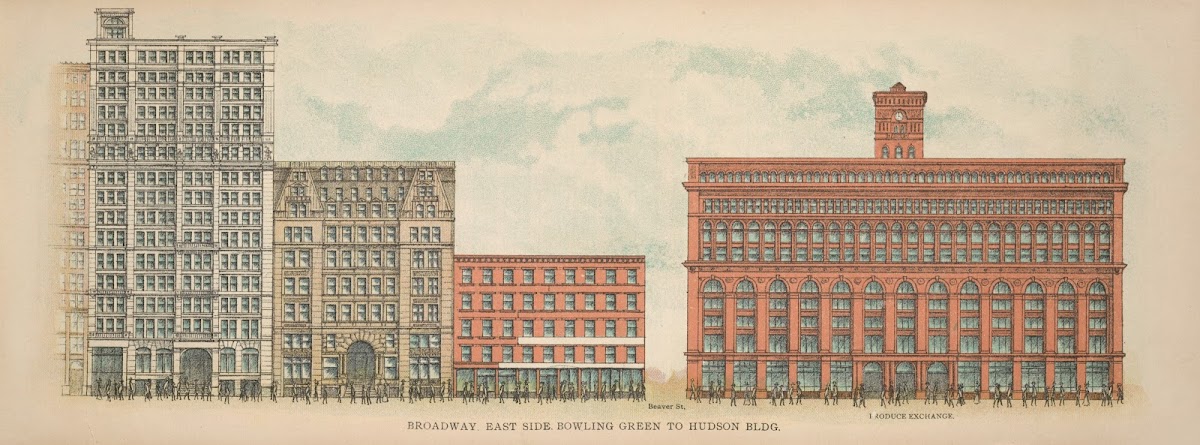 Broadway East Side Bowling Green to Hudson Bldg 1899