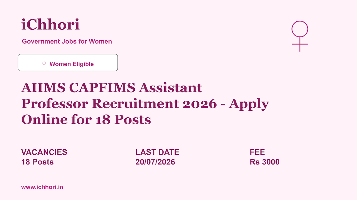 AIIMS CAPFIMS Assistant Professor Recruitment 2026 - Apply Online for 18 Posts - iChhori