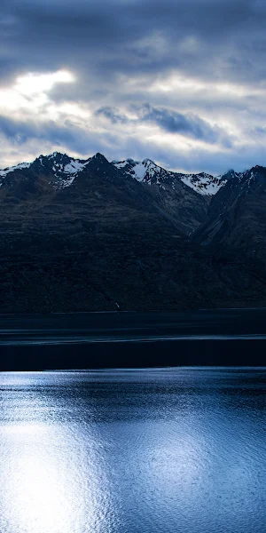 Mountain Lake, Dark Sky, Scenic Landscape, Nature Photography 4K Wallpaper Background