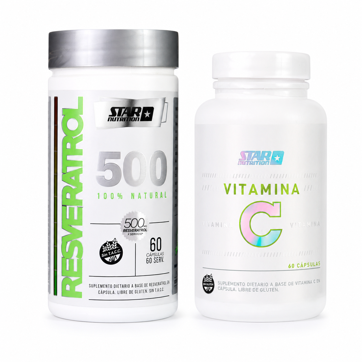 Kit Resveratrol 500 + Vitamina C 60 cápsulas