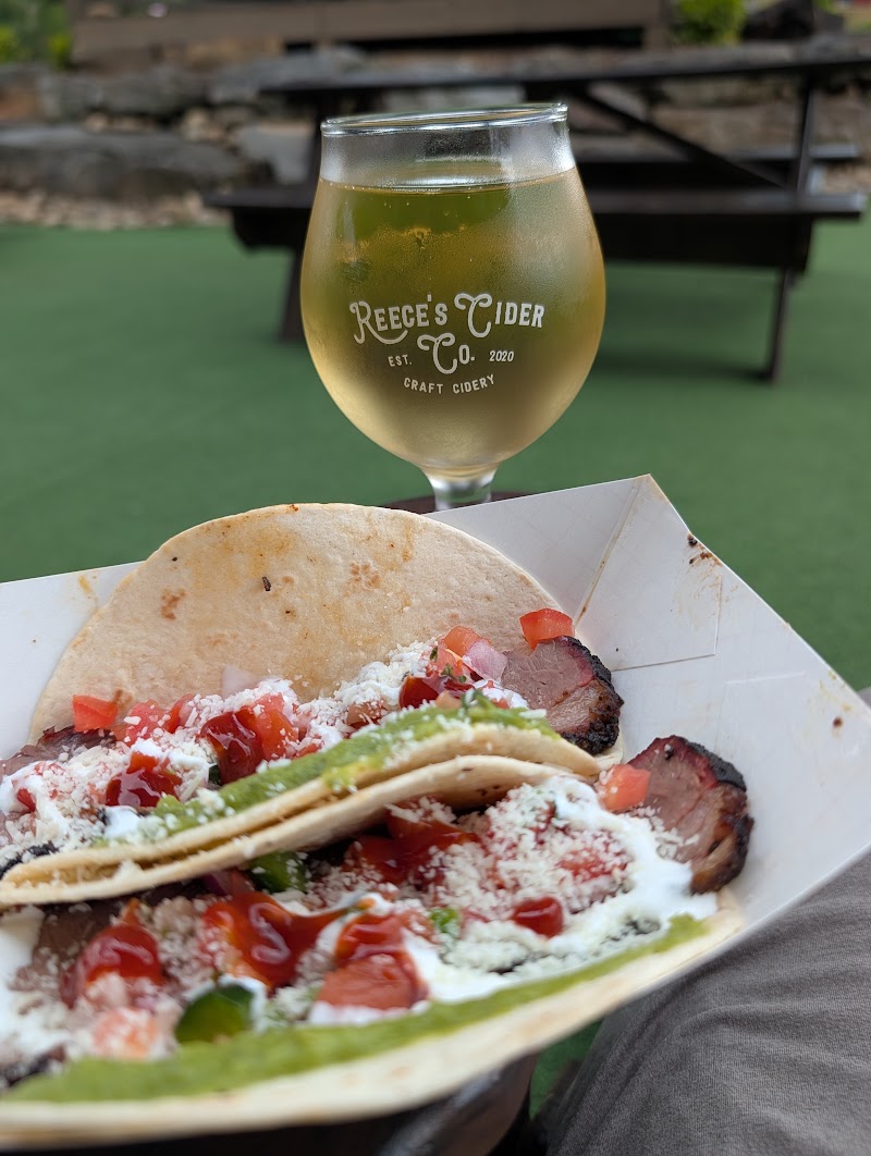 Cider flight glass and tacos at Reece’s Cider Co. near Ellijay, Georgia