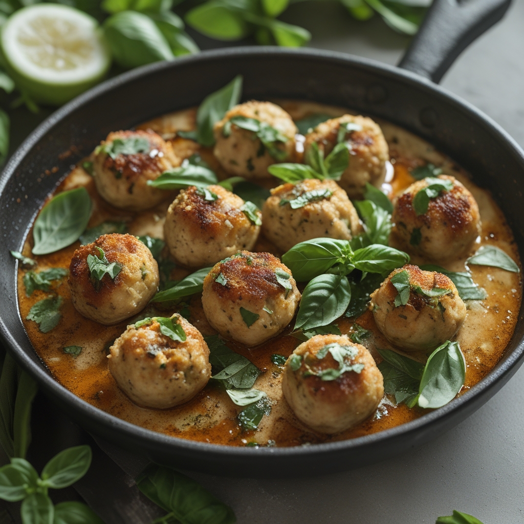 Crispy Thai Basil Chicken Meatballs with Sweet Chili-Lime Glaze