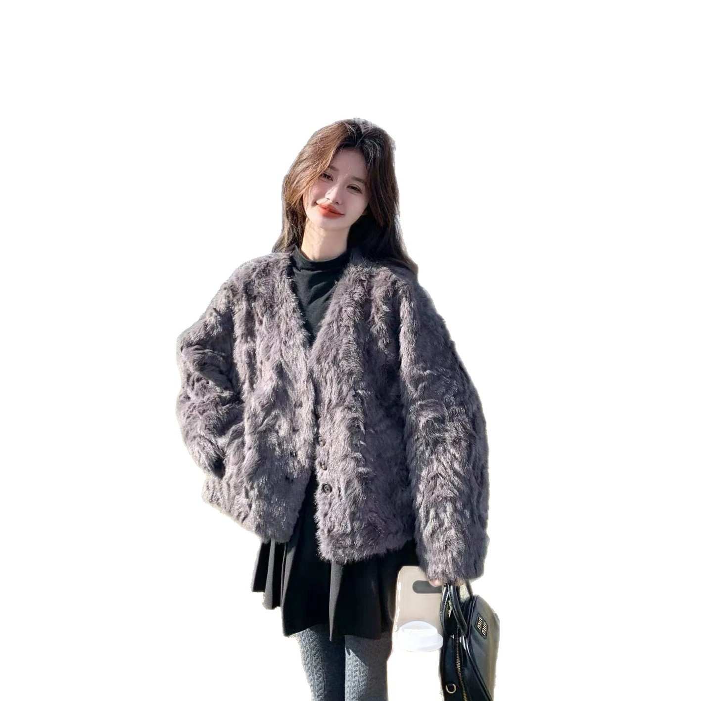 Women’s jacket made of lamb fleece imitation, lined