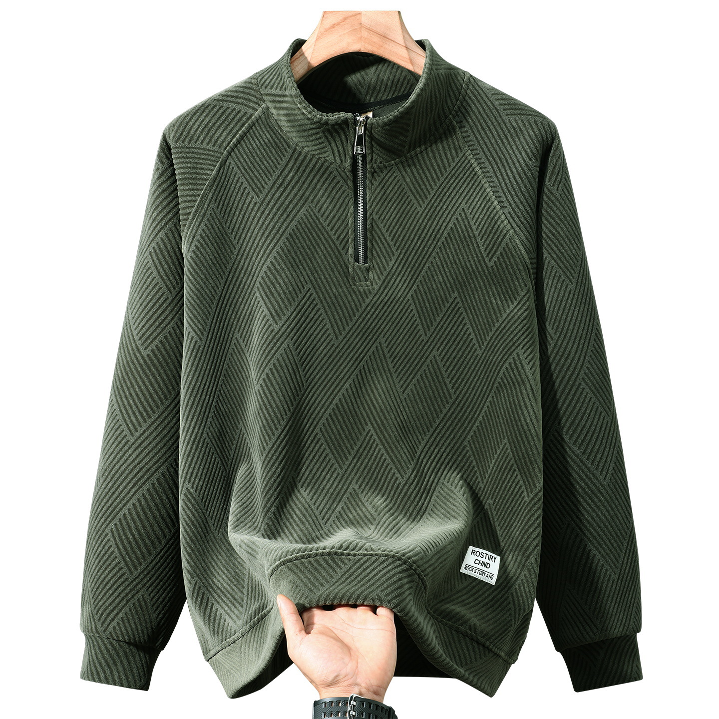 Gefütterter Herren-Sweater mit Reißverschluss, Übergröße