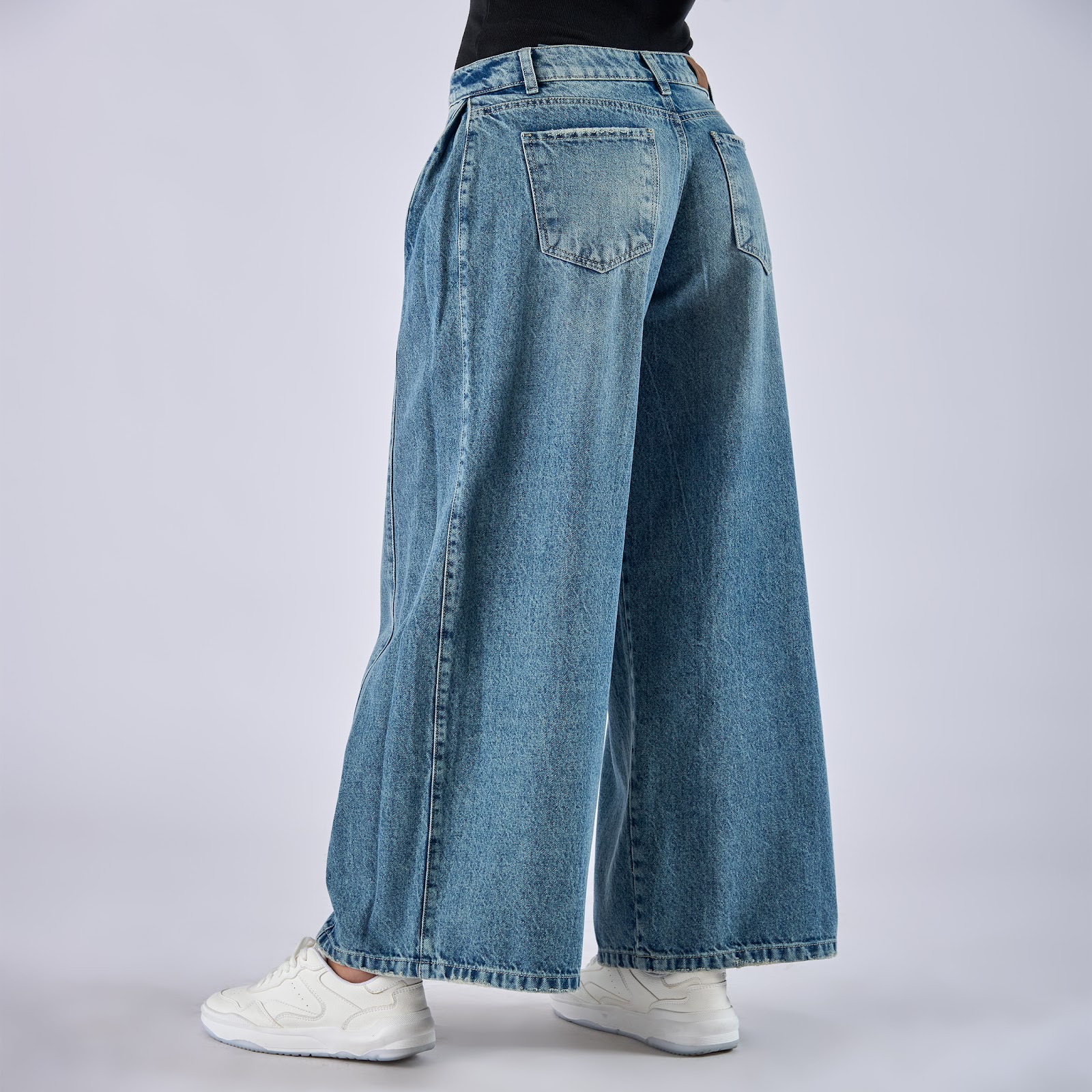 Jean dama wide leg tiro medio rígido - Vista 4