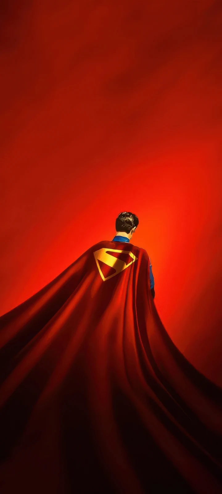 Superman Standing Against Red Background - Digital Illustration iPhone Wallpaper (1032x2293)