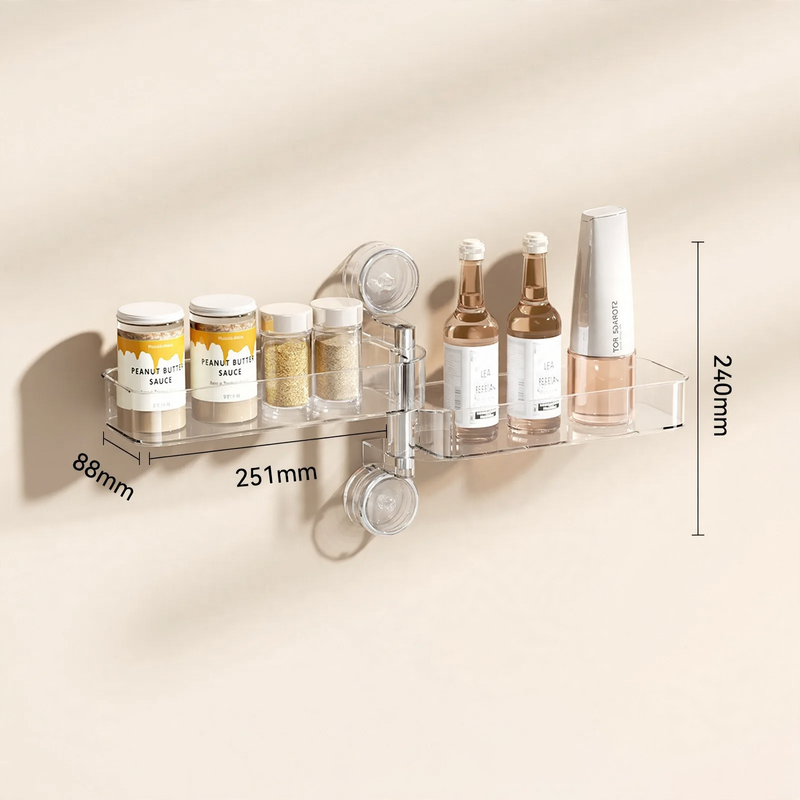 Rotating suction cup spice shelf, wall-mounted