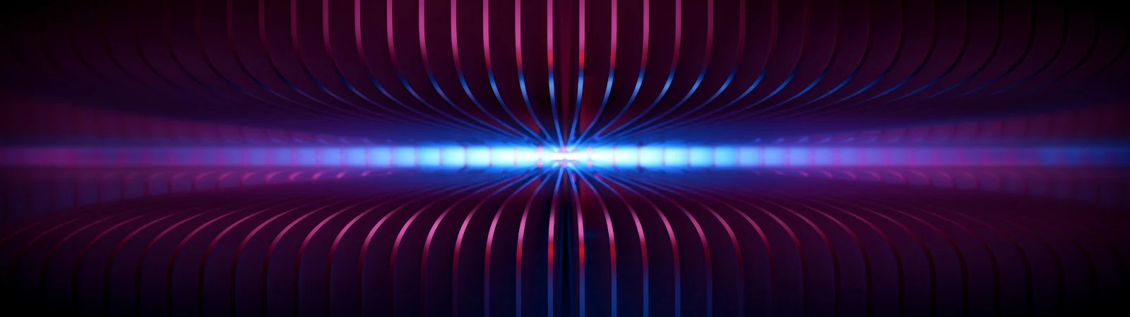 Abstract Purple Glowing Tech Ribs - 3D Digital Art 4K Wallpaper (7680x2160)