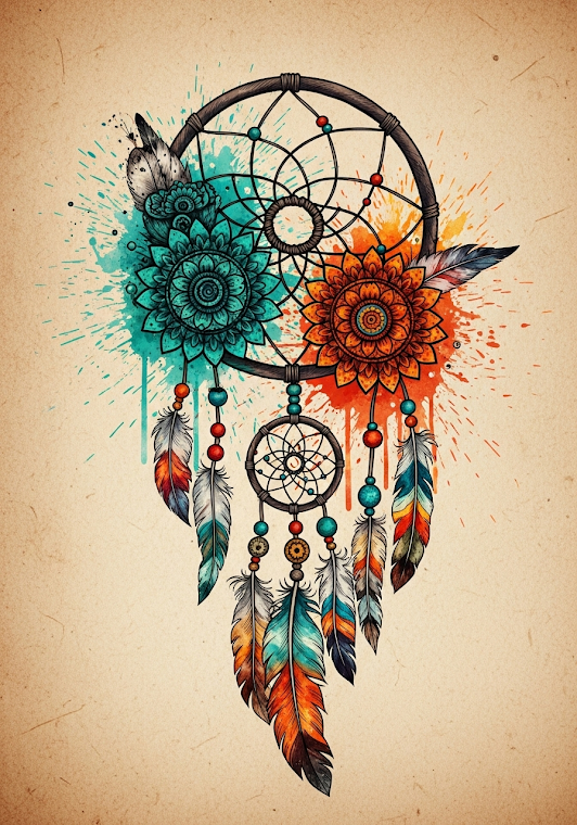 Vibrant Bohemian Dreamcatcher Art