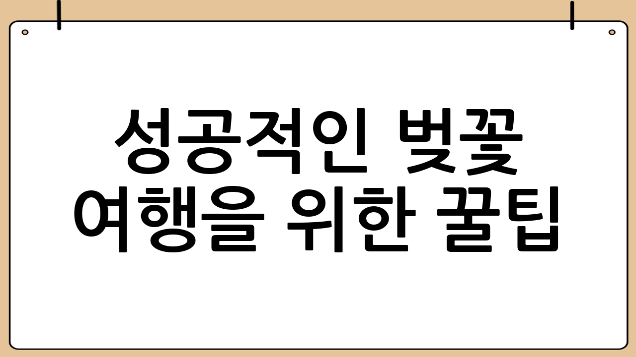 성공적인 벚꽃 여행을 위한 꿀팁