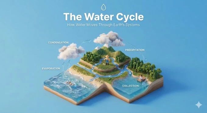 Crea un diorama educativo 3D isométrico en miniatura claro, de 45° visto desde arriba, que explique [PROCESO / CONCEPTO].