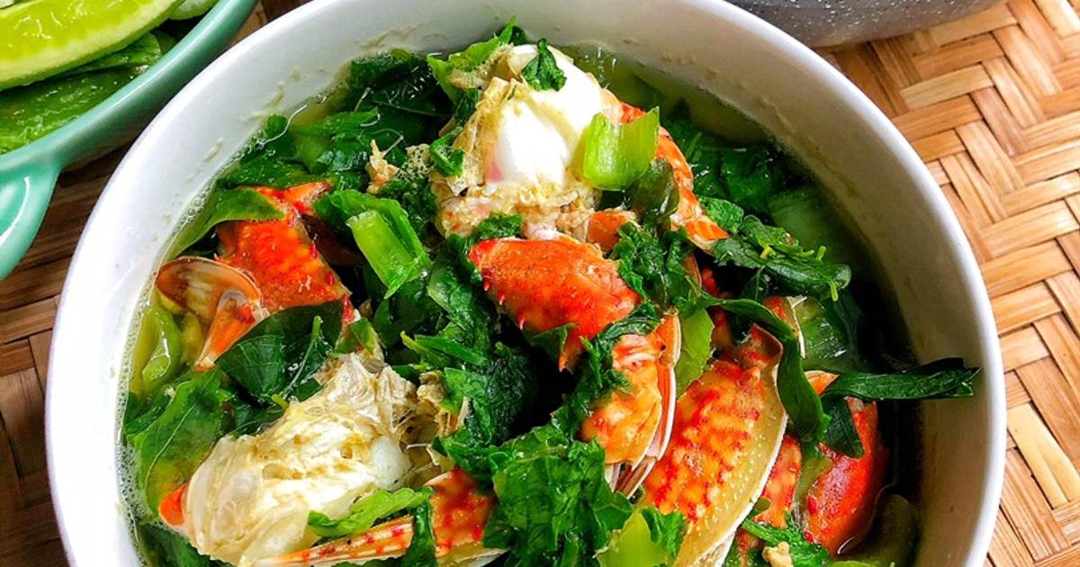 Canh Ghẹ Nấu Rau Cải Rau Ngót