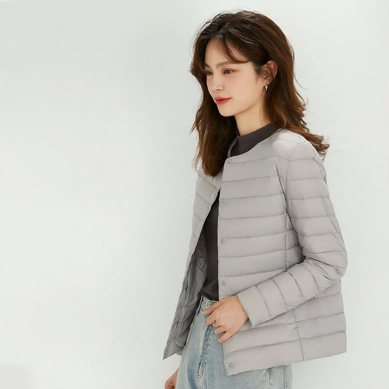 Light Women's Down Jacket, Round Neck