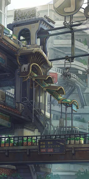 Anime City, Urban Fantasy, Concept Art, Japanese Cityscape 4K Wallpaper Background