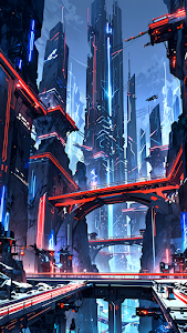 Neon-Lit Cyberpunk City with Floating Bridges