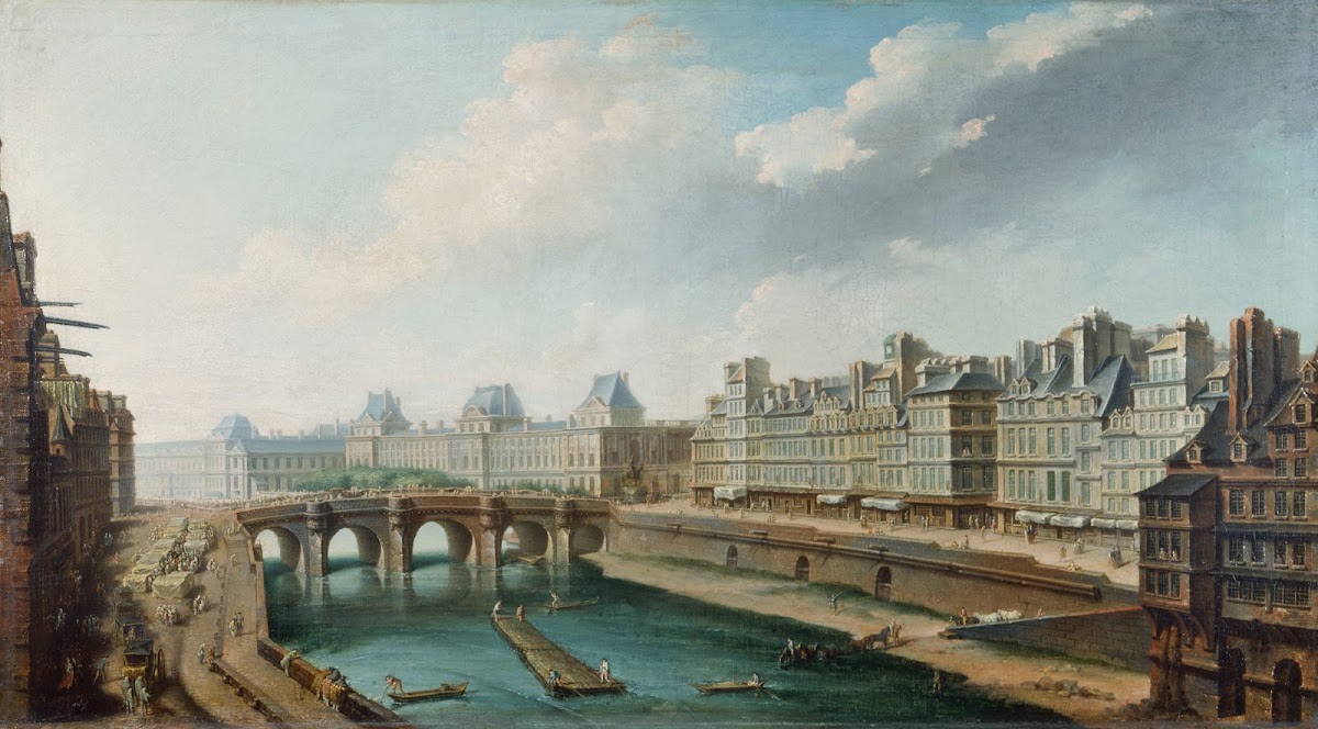 Le Louvre le Pont Neuf et le quai des Orfèvres vus du quai des Grands Augustins
