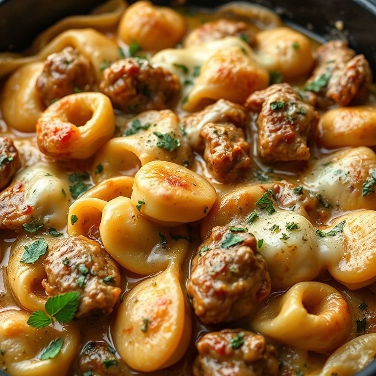 Creamy Garlic Steak Tortellini Skillet Dinner – Quick & Flavorful Family Dinner