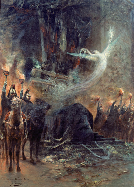 Funérailles de Victor Hugo  la veillée sous larc de triomphe 1885
