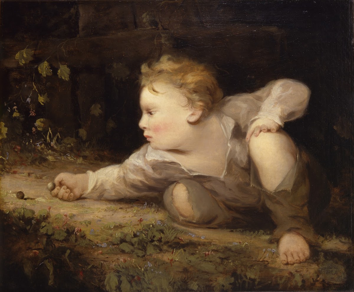 Boy Playing Marbles ca 1858